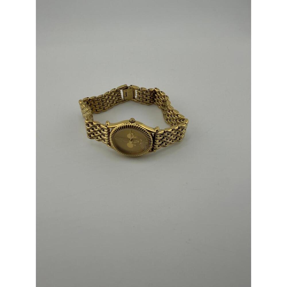 Disney Mickey Mouseโ Gold Tone Watch JAZ Japan Vintage Style Stretch Band